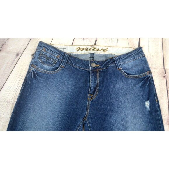 MAVI JEANS Women's Vanessa Mid Rise Straight Jeans SIZE 32/32 Dark Wash Distress - Picture 5 of 9